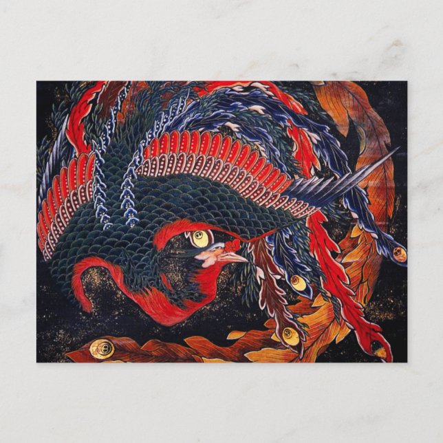 Cartão postal Phoenix Hokusai Japonês (Frente)