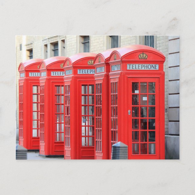 Cartão Postal Phone Booths em Londres, Inglaterra (Frente)