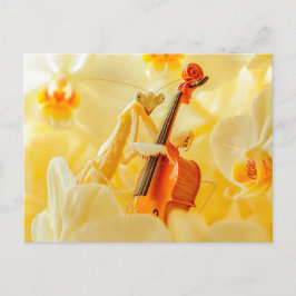 Cartão Postal Photorealistic Praying Mantis Playing Cello