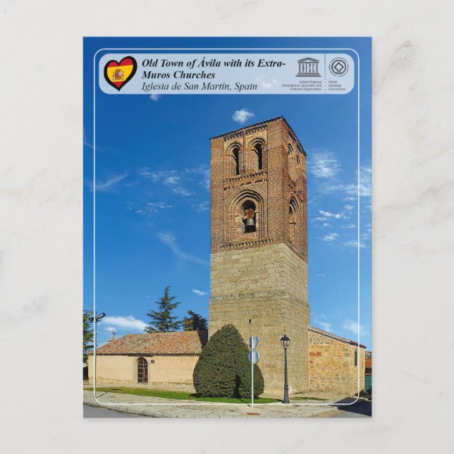 Cartão Postal PHS da UNESCO - Ávila - Igreja de San Martín (Frente)
