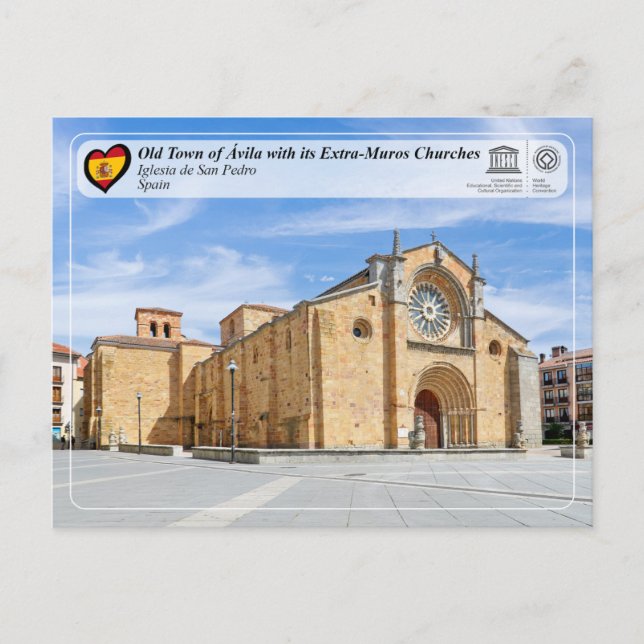 Cartão Postal PHS da UNESCO - Ávila - Igreja de São Pedro (Frente)