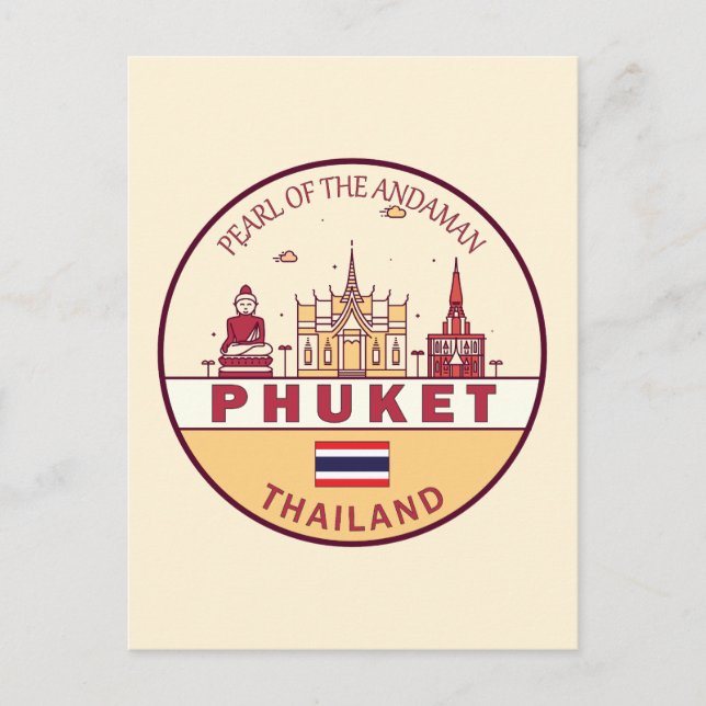 Cartão Postal Phuket Thailand City Skyline Emblem (Frente)