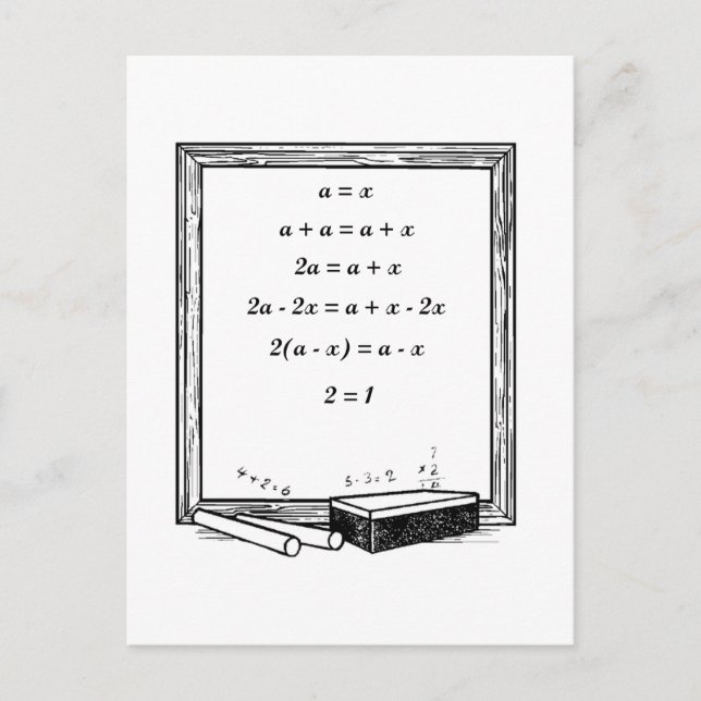 Cartão Postal piada de álgebra engraçada (Frente)
