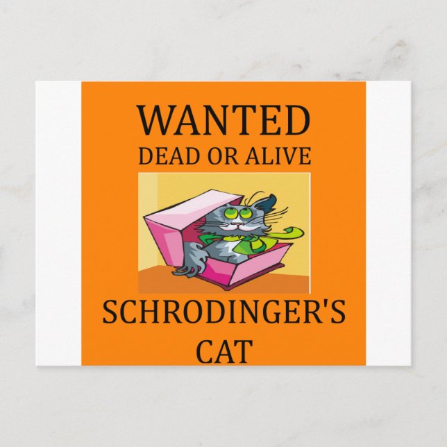 Cartão Postal piada de gato de Schrodinger (Frente)