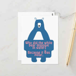 Cartão Postal Piada de Química Engraçada do Urso Polar Azul