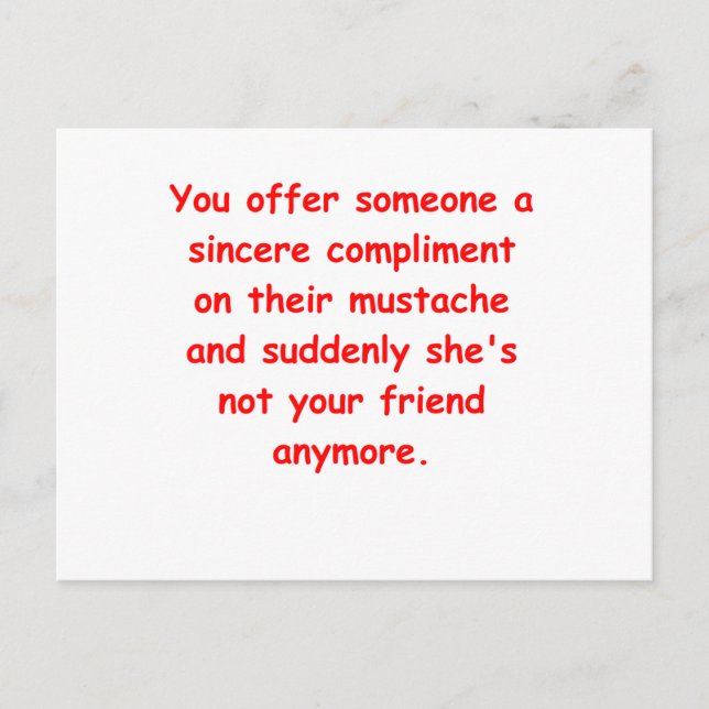 Cartão Postal piada do bigode (Frente)