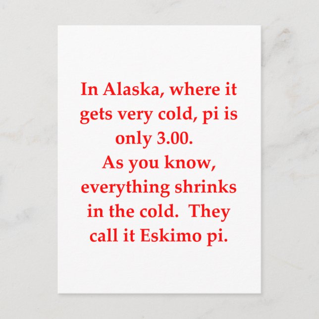 Cartão Postal piada engraçada da matemática (Frente)