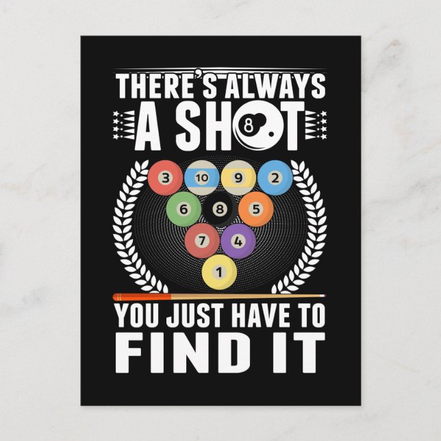 Cartão Postal Piada engraçada de bilhar taco de sinuca jogador d (Frente)