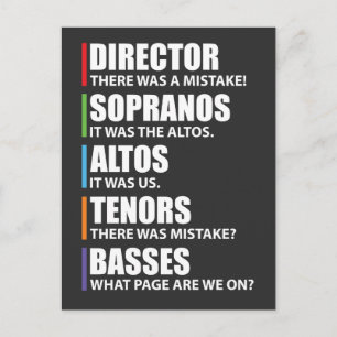 Cartão Postal Piada Engraçado Coro de Música Cantando Coro