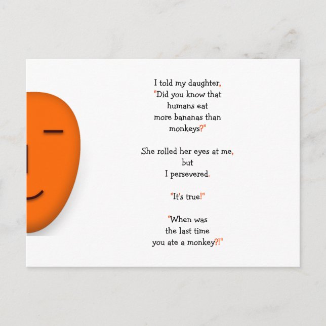 Cartão Postal Piada engraçado para os macacos Filha de bananas h (Frente)