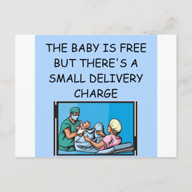 Cartão Postal piada obstétrica (Frente)
