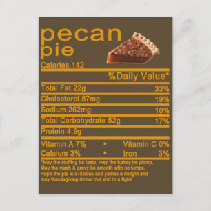 Cartão Postal Piada pecan Nutrição Fatos bolo de Ação de Graças
