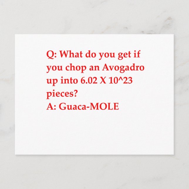 Cartão Postal piada química (Frente)