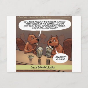 Cartão Postal Piadas Bobas de Castor, Desenho Animado Divertido