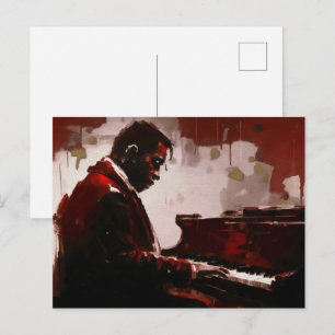 Cartão Postal Pianista de bar à noite