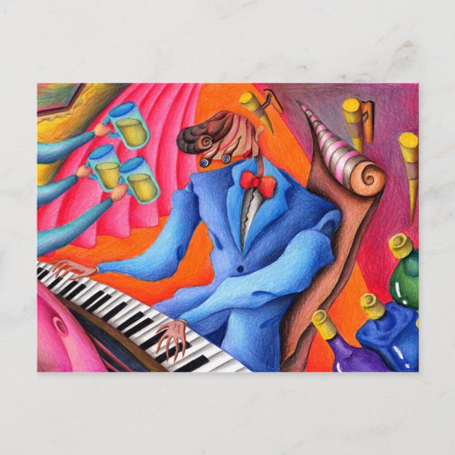 Cartão Postal Pianista de Jazz (Frente)