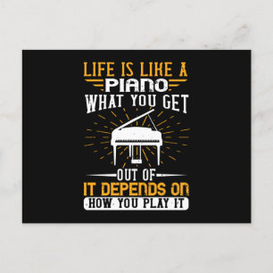 Cartão Postal Piano - A Vida É Como Um Piano