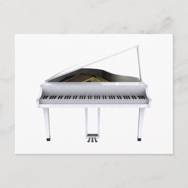 Cartão Postal Piano Branco: Modelo 3D: (Frente)