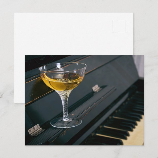 Cartão Postal Piano com bebida (Frente/Verso)
