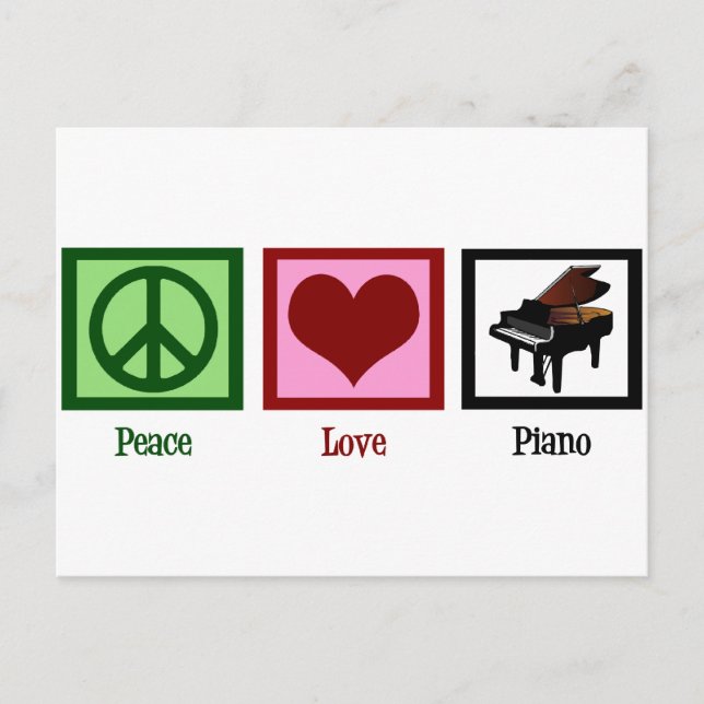 Cartão Postal Piano de Amor de Paz (Frente)