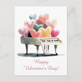 Cartão Postal Piano de Corações de Amor Dia dos Namorados
