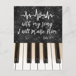 Cartão Postal Piano Keys com a minha canção Eu o Elogio Escritur