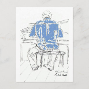 Cartão Postal Piano Man in Blue shirt qualquer ocasião para as
