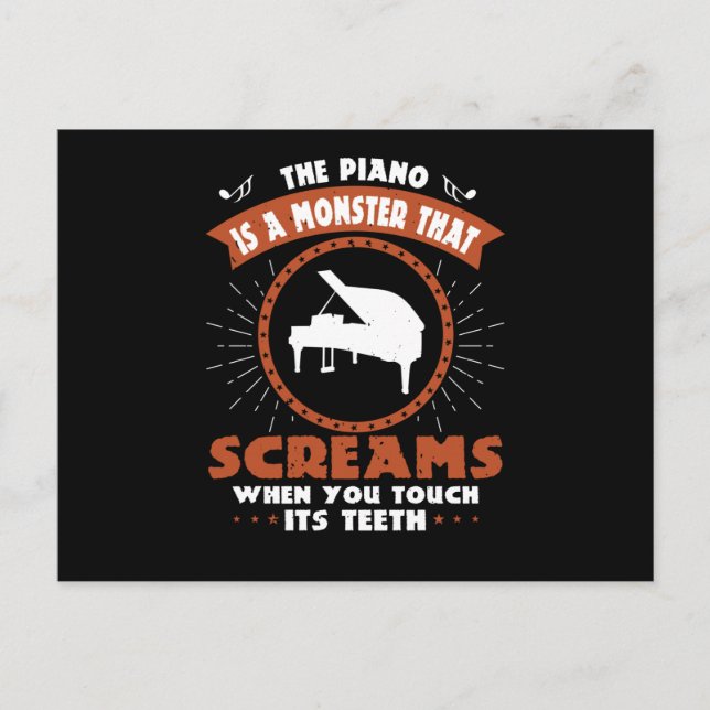 Cartão Postal Piano - O Piano É Um Monstro Com Dentes (Frente)