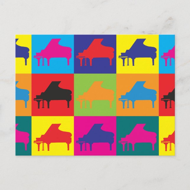 Cartão Postal Piano Pop Art (Frente)