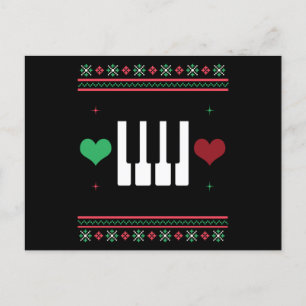 Cartão Postal Piano Ugly Christmas Sweater Pianist Xmas