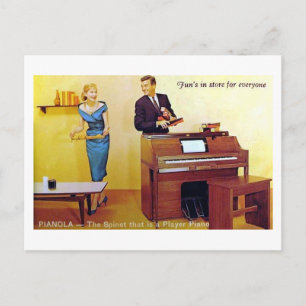 Cartão Postal Pianola, Jogador Piano Vintage