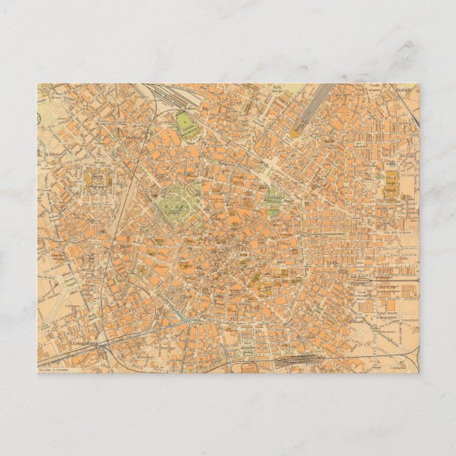Cartão Postal Pianta di Milano - Mapa de Milão, Itália (Frente)