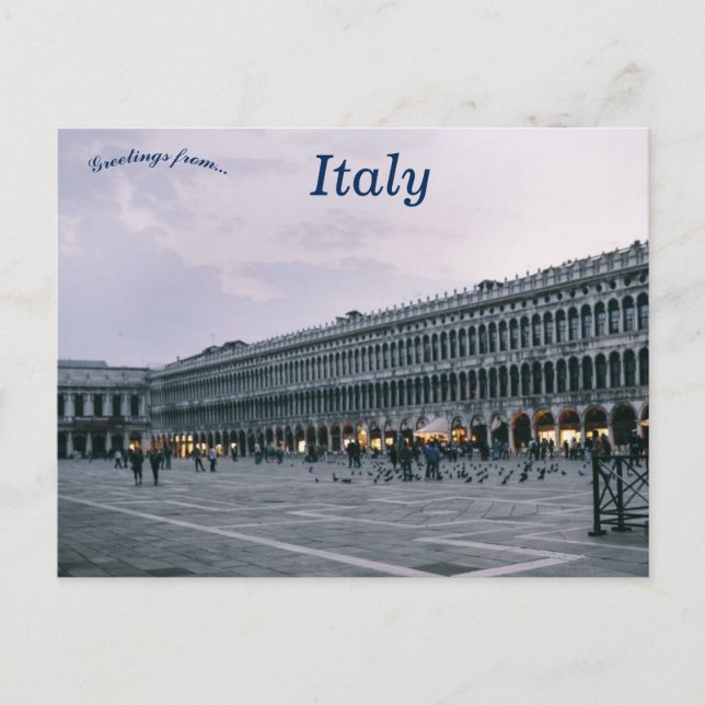 Cartão Postal Piazza San Marco ou Rua Esquadra de Veneza Itália (Frente)