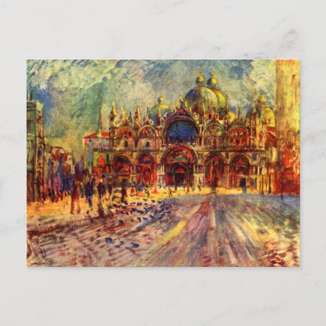 Cartão Postal Piazza San Marco, Veneza por Pierre Renoir (Frente)