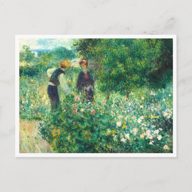 Cartão Postal Picando Flores por Auguste Renoir (Frente)