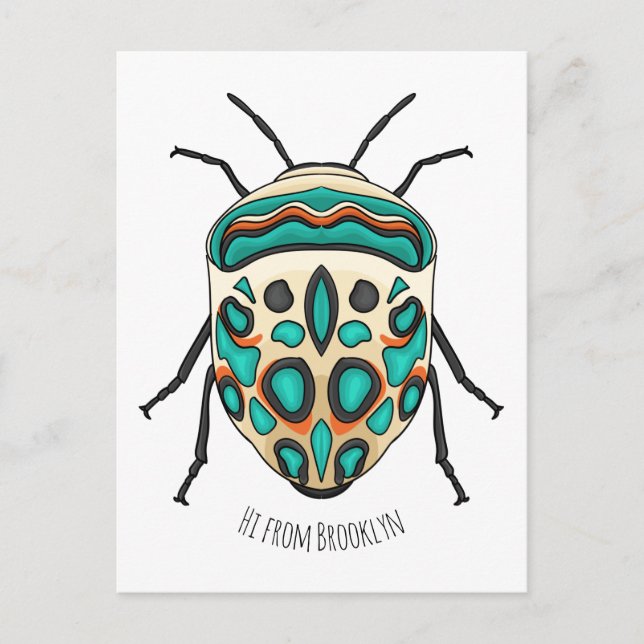 Cartão Postal Picasso bug cartoon illustration  (Frente)