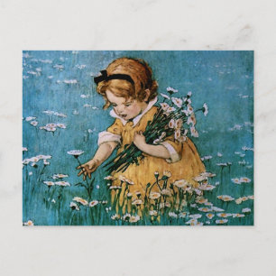 Cartão Postal Picking Daisies por Jessie Willcox Smith