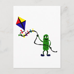 Cartão Postal Pickle Man Flying Kite