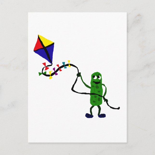 Cartão Postal Pickle Man Flying Kite (Frente)