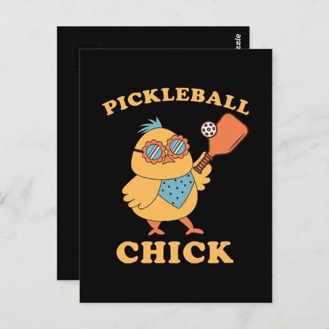 Cartão Postal Pickleball Chick - retrô (Frente/Verso)