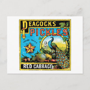 Cartão Postal Pickles Red Cabbage Label de Peacock