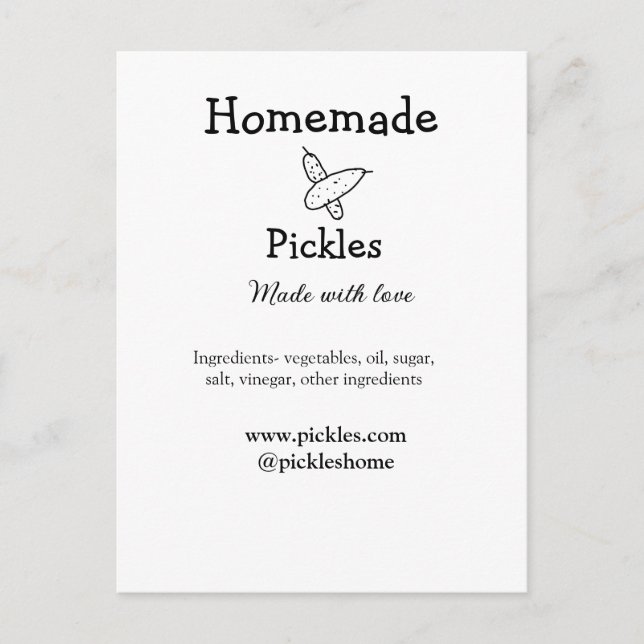 Cartão Postal Picles feitos em casa com amor adicionar texto sit (Frente)