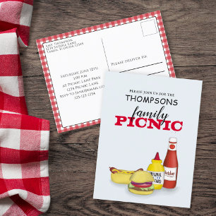 Cartão Postal Picnic de Verão Fofo, Coquetel Divertido e Caprich