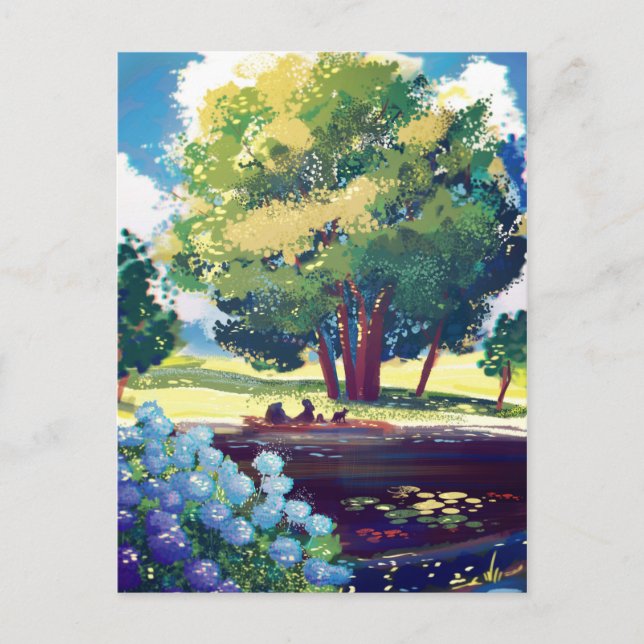 Cartão Postal Picnic no Dia de Verão (Frente)