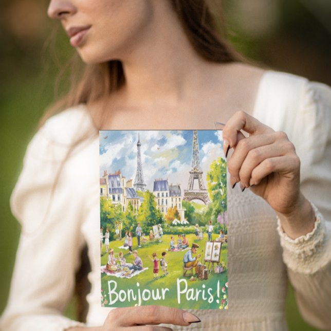 Cartão Postal Picnic parisiense debaixo da Torre Eiffel (Criador carregado)