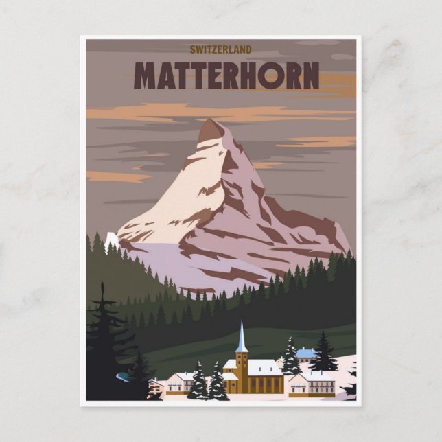Cartão Postal Pico de montanha da Suiça de Matterhorn (Frente)