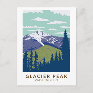 Cartão Postal Pico Glacier Washington Viagem Arte Vintage