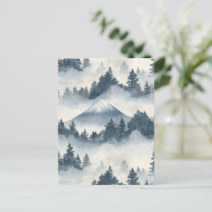 Cartão Postal Picos Nebulosos – Paisagem Montanhosa em Aquarela