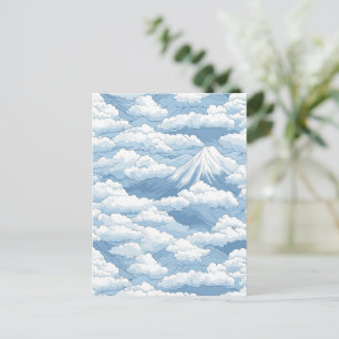 Cartão Postal Picos Nebulosos – Paisagem Montanhosa em Aquarela