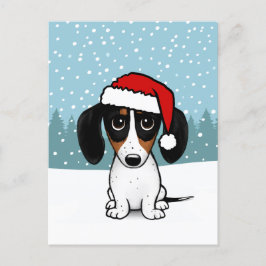 Cartão Postal Piebald Dachshund Holiday Cute Wiener Dog Personal